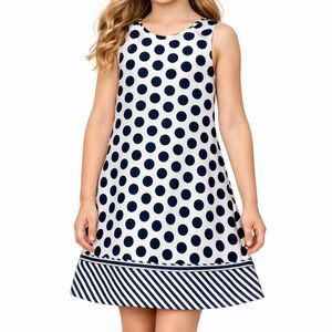 NWT Luli & Me Navy and White Polka Dot Dress